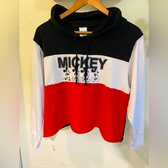 Disney Tops - Mickey Mouse Color Block Cropped Hoodie